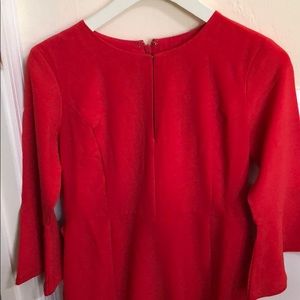 Red Ann Taylor Bell Sleeve Dress size 00 petite